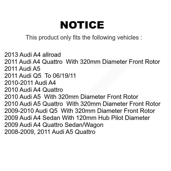 Front Hub Bearing Assembly Disc Brake Rotor & Pad Kit For Audi A4 Quattro Q5 A5 Allroad